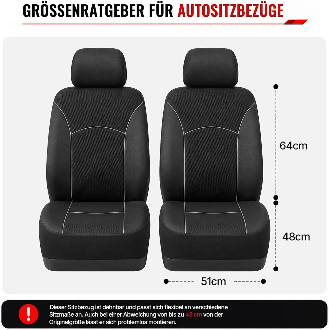 AUTOYOUTH Sitzbezug Auto Vordersitze mit Kopfstützenbezügen – Autositzschoner aus atmungsaktivem Sto
