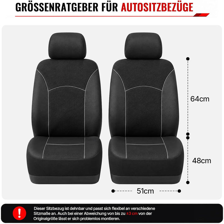 AUTOYOUTH Sitzbezug Auto Vordersitze mit Kopfstützenbezügen – Autositzschoner aus atmungsaktivem Sto