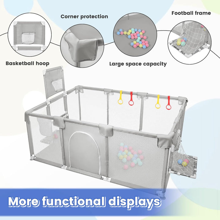 Laufgitter für Babys, grosser Laufstall für Kleinkinder, Aktivität für Kinder mit Ball, modular, fal