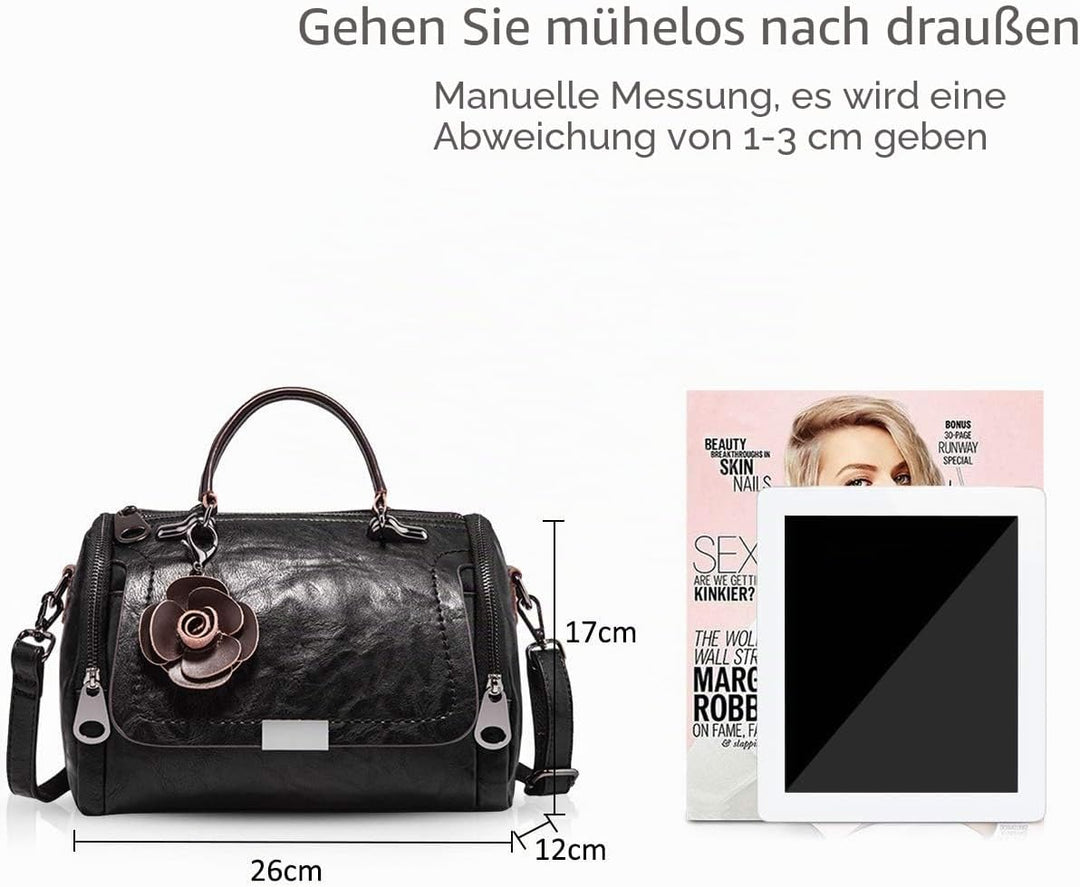 NICOLE & DORIS Damen handtaschen Leder Damen Schultertasche Blumen Henkeltasche Umhängetaschen für D