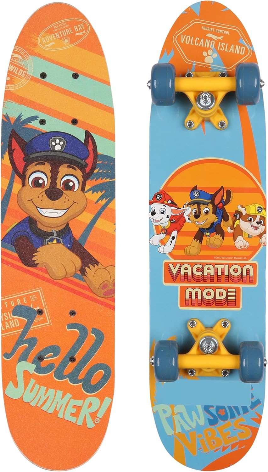 Paw Patrol Chase Holz Skateboard für Jungen 61cm, rutschfestes Brett 20-50kg Mehrfarbig, Mehrfarbig