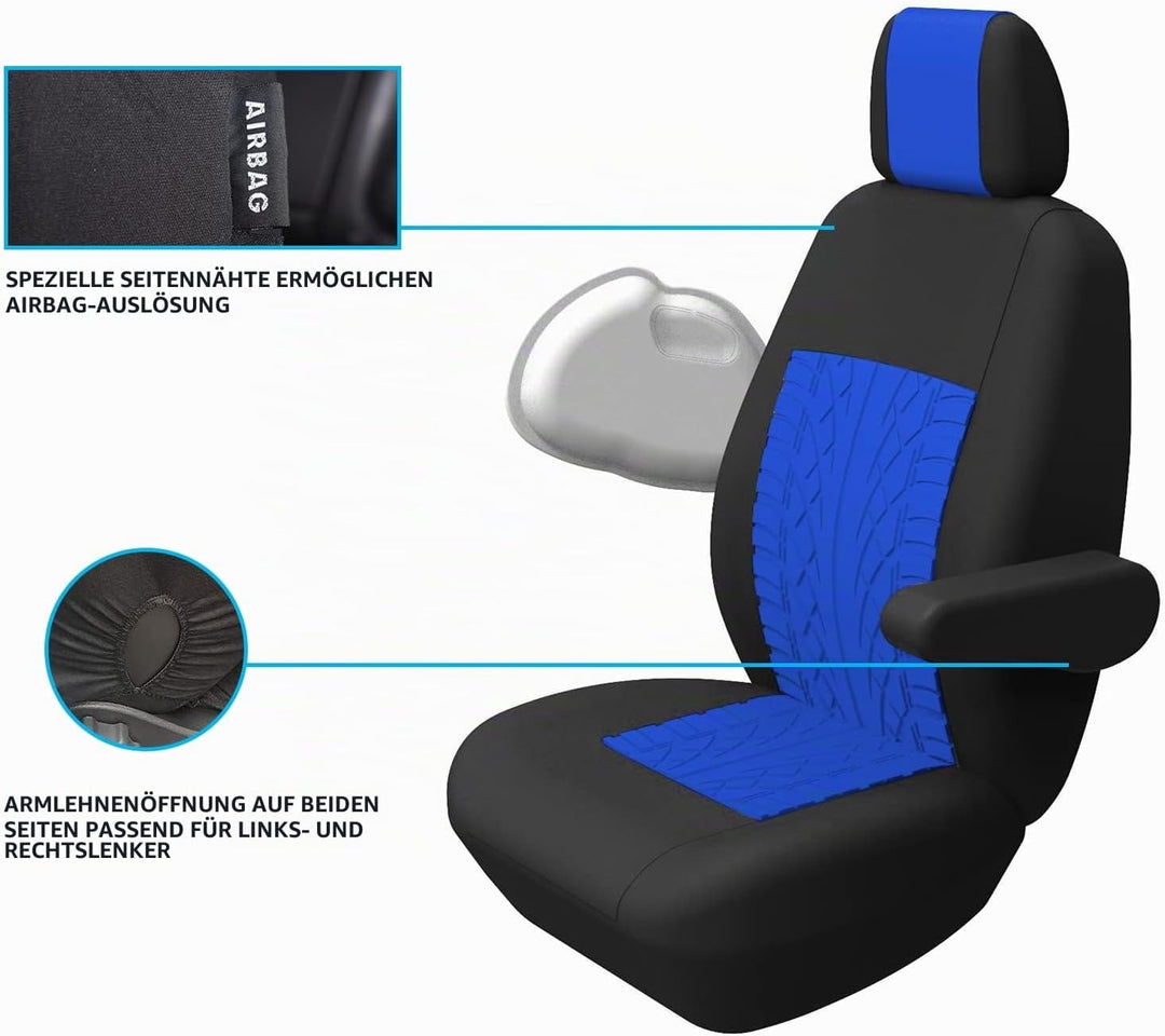 TOYOUN Universal Sitzbezüge Auto für Transporter LKW Vordersitze Autositzbezüge 3D-Reifen-Spur-Muste