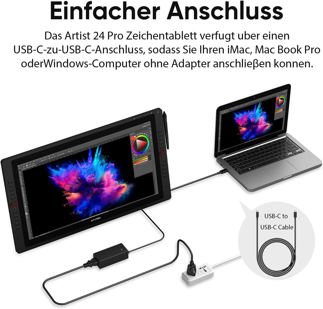 XP-PEN Artist 24 Pro Grafik-Tablet mit Display 2K QHD in 23,8 Zoll (63,8 cm), passiver Eingabestift,