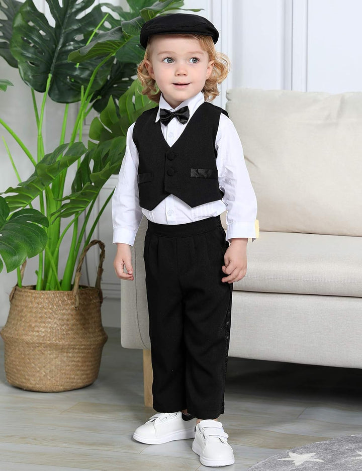 mintgreen Baby Anzug Junge, Taufanzug Smoking Lange Ärmel Hochzeitsanzug Set (Anzugjacke, Weste, Hem