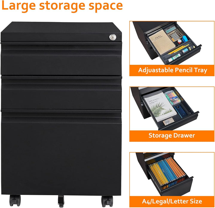 Rollcontainer Aktenschrank abschliessbar Büroschrank metallschrank File Cabinet Lagerschrank Beistel