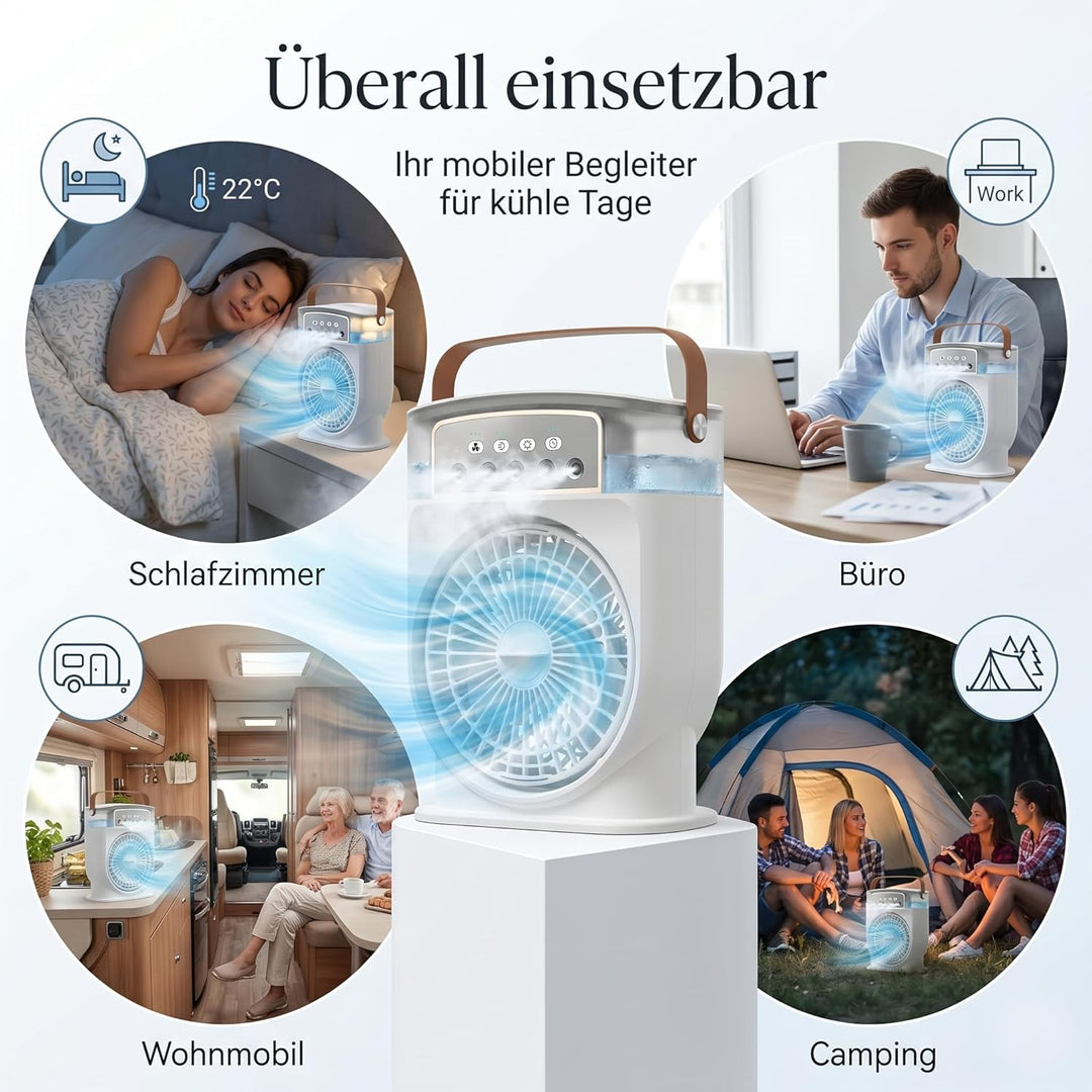 Mini Klimaanlage Mobil, Luftkühler ohne Abluftschlauch, Wassertank