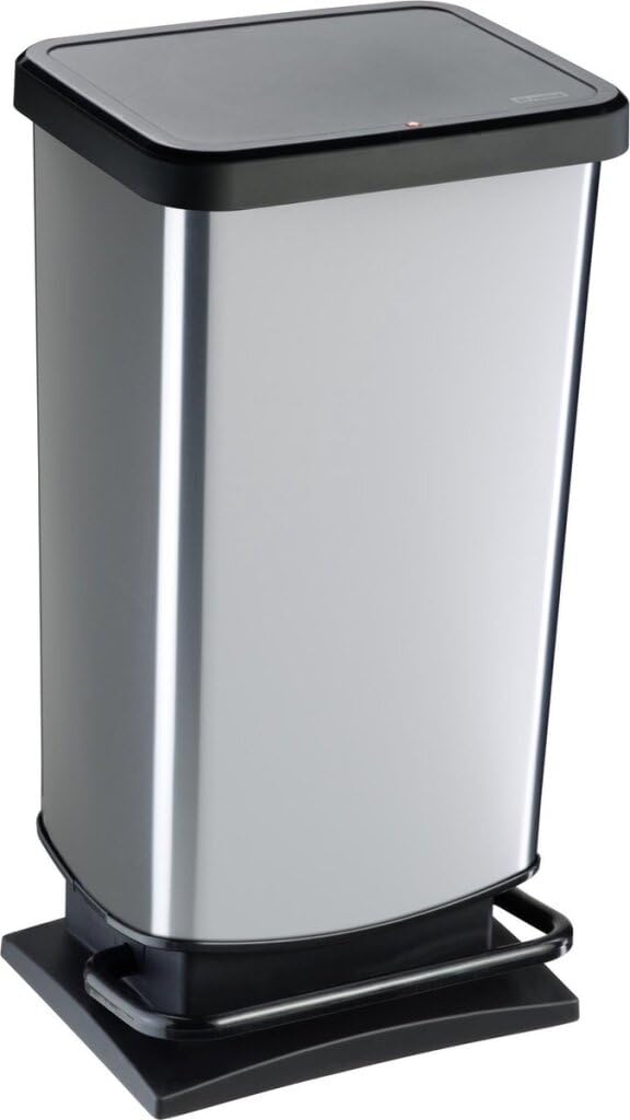 Rotho Paso Abfalleimer, Metallicgrau, 40L