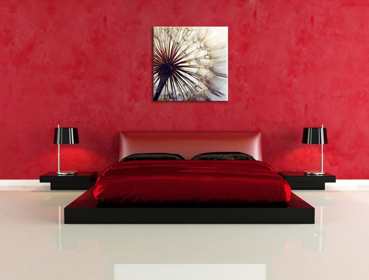 Schöne Pusteblume, Format: 70x70 auf Leinwand, XXL riesige Bilder fertig gerahmt mit Keilrahmen, Kun