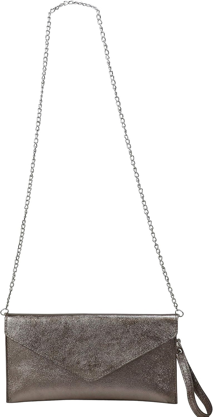 SH Leder Echtleder Clutch Umhängetasche kleine Tasche Abendtasche in Wildleder oder Metallic 31,5x16
