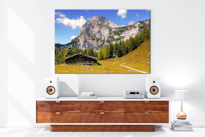 verlassene Hütte in den Bergen Format: 80x60 als Leinwandbild, Motiv fertig gerahmt auf Echtholzrahm
