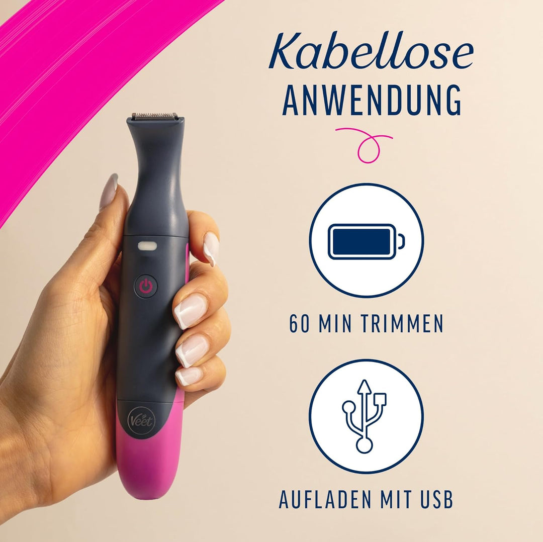 Veet Expert Intimate All-In-One Trimmer - Damen Haartrimmer & Intimrasierer für Gesicht, Augenbrauen