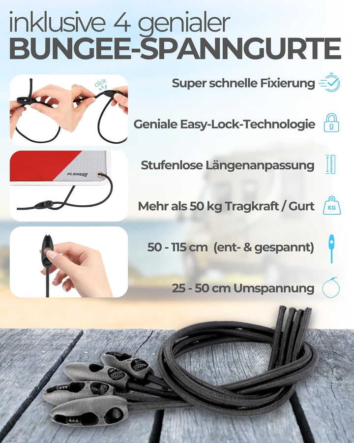 PLANGER® - Warntafel Italien (50 x 50 cm) + Spanner - Reflektierendes Warnschild rot weiss für Heckt