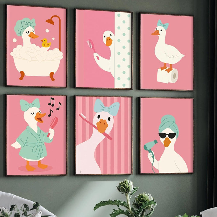JATOK 6 Stück Malen Nach Zahlen Erwachsene, DIY Badende Enten für Anfänger, Handgemalt Ölgemälde Lei