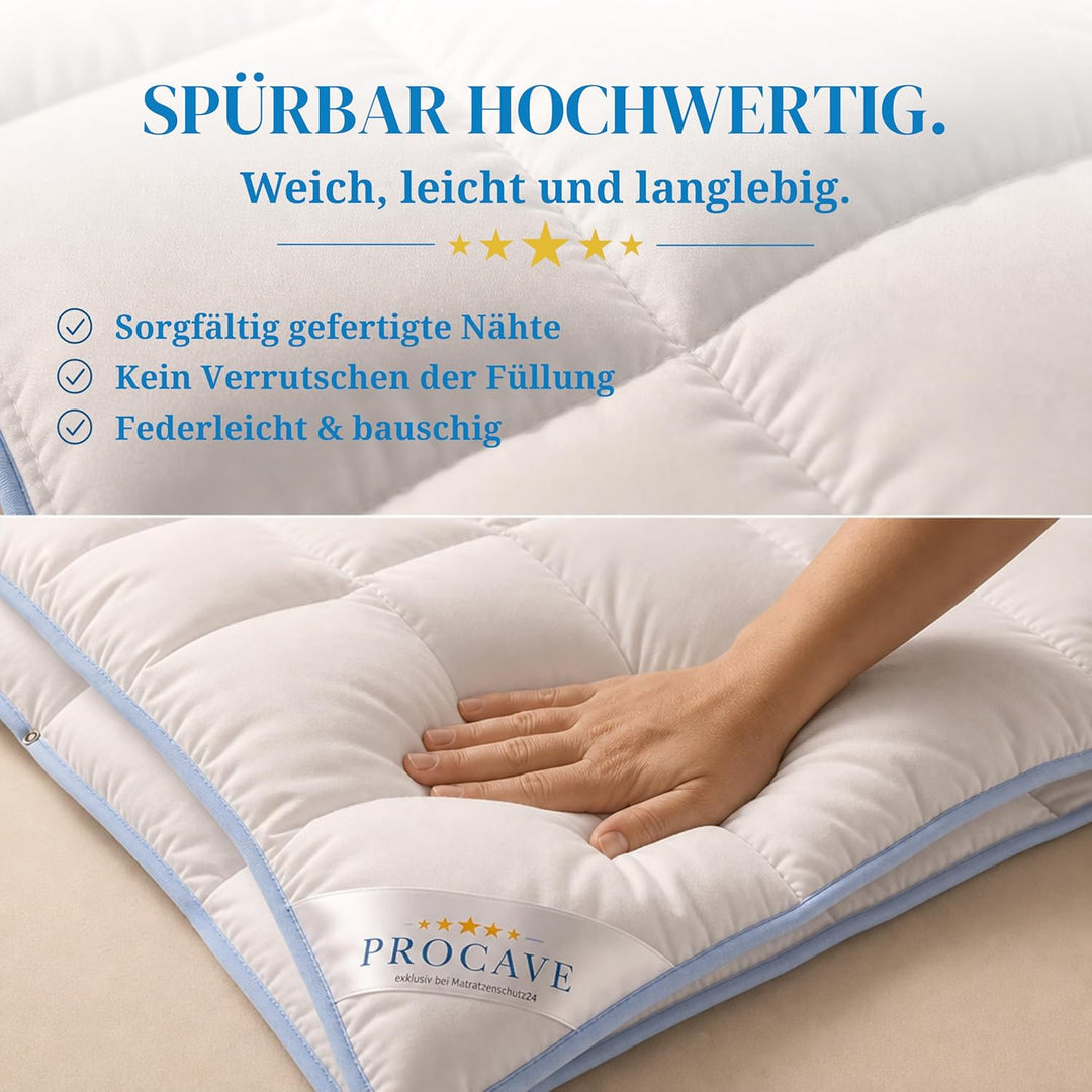 PROCAVE TopCool 4 Jahreszeiten Qualitäts-Bettdecke mit Druckknöpfen für Winter und Sommer | Soft-Kom