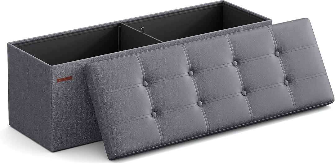 SONGMICS LSF070G01 Sitztruhe, Sitzbank, Holzwerkstoff, Dunkelgrau, 110 x 38 x 38 cm Dunkelgrau 110L