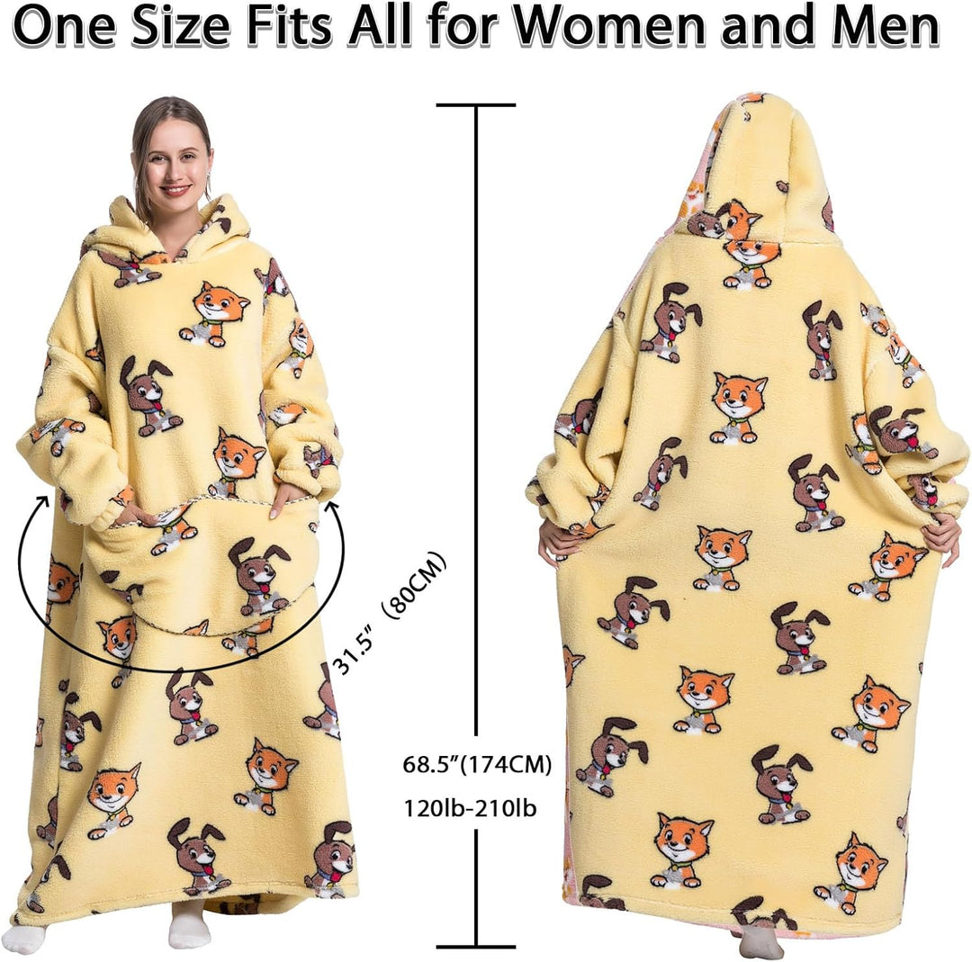 Verlängert Übergrosse Hoodie Decke,Decken Hoodie Damen mit Tasche und Kapuze,Superweiche und Warme K