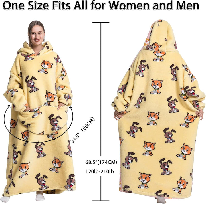 Verlängert Übergrosse Hoodie Decke,Decken Hoodie Damen mit Tasche und Kapuze,Superweiche und Warme K