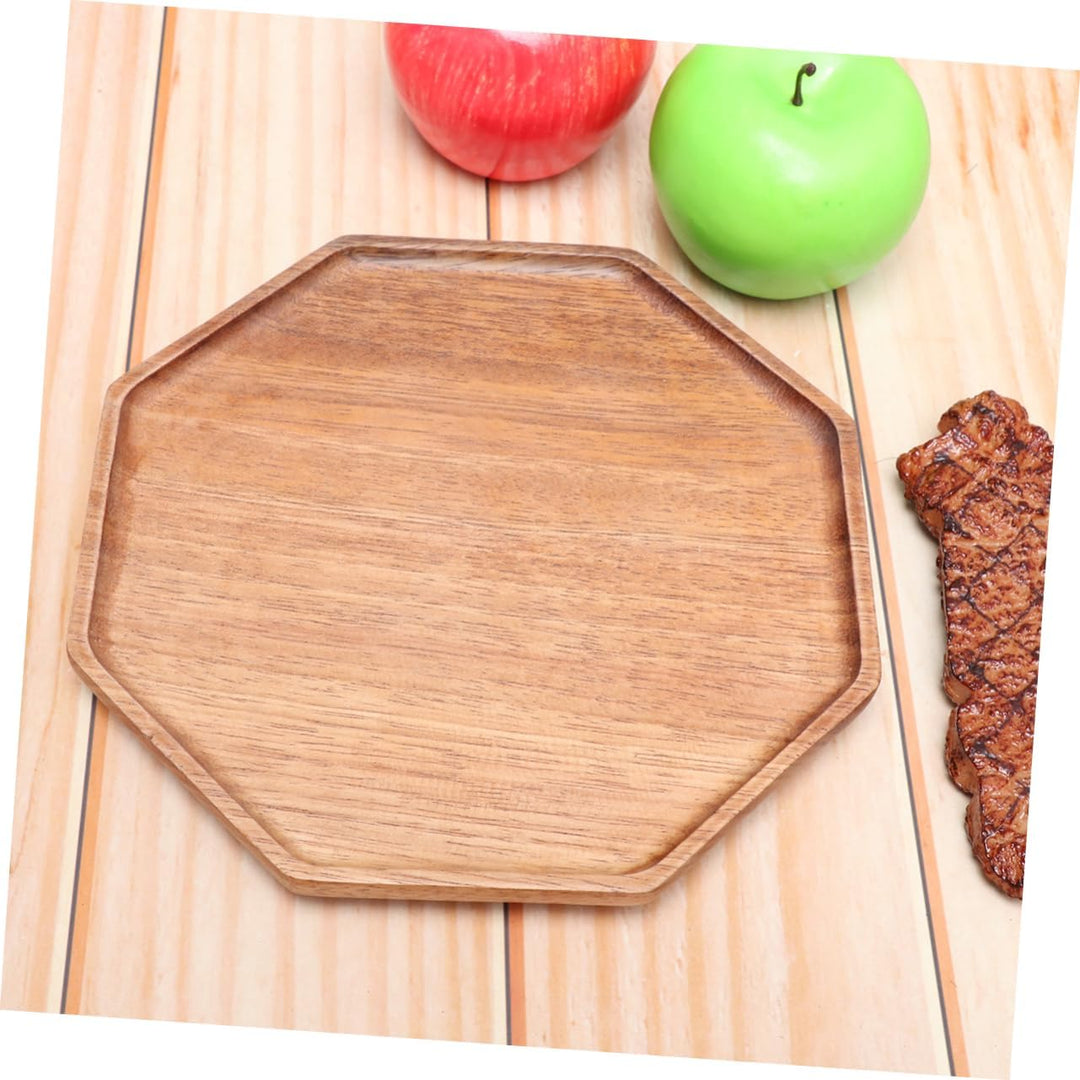Cabilock Natürliche Holz Tee Tablett Octagon Form Snack Platte Obst Brot Servieren