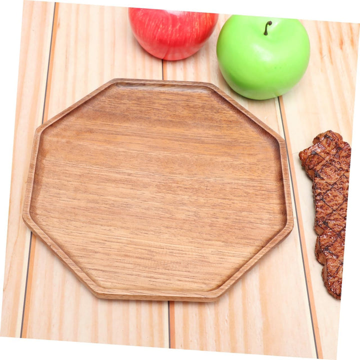 Cabilock Natürliche Holz Tee Tablett Octagon Form Snack Platte Obst Brot Servieren