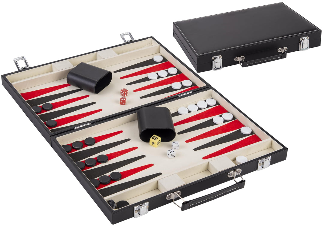 Engelhart - Schwarzes und weisses rotes Backgammon 36 cm - 250505