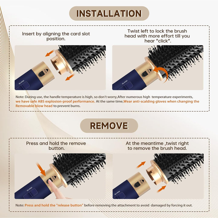 Hair Styler 6 in 1, Airstyler Haarstyler Set mit Rundbürstenföhn, Warmluftbürste, Airflow Lockenstab