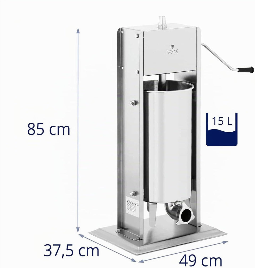 Royal Catering RCWV-15L Wurstfüller vertikal Wurstfüllmaschine Wurstspritze Wurstpresse Edelstahl 15