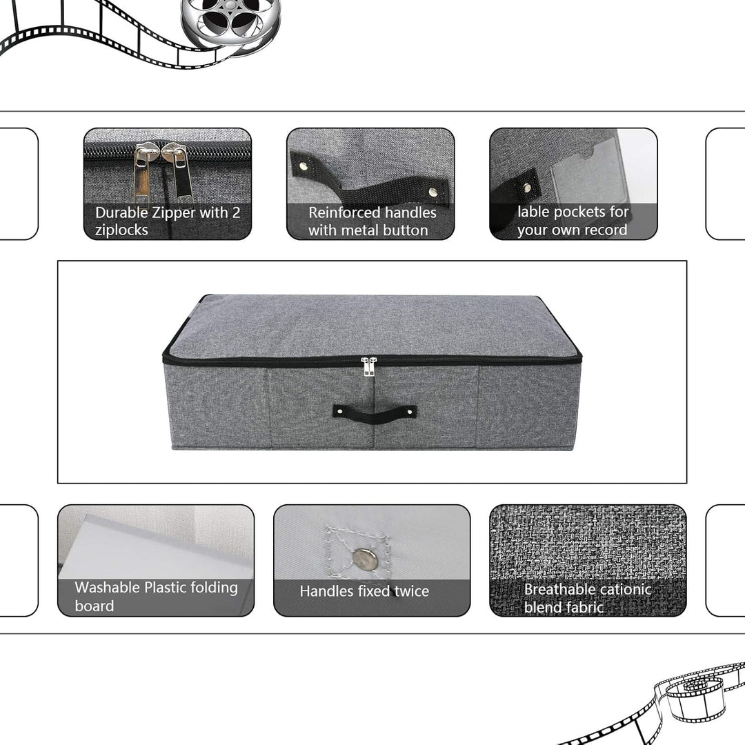 Faltbare Aufbewahrungsbox unter dem Bett mit Kunststoffeinlage, Griffen, Reissverschluss-Deckel, Dec