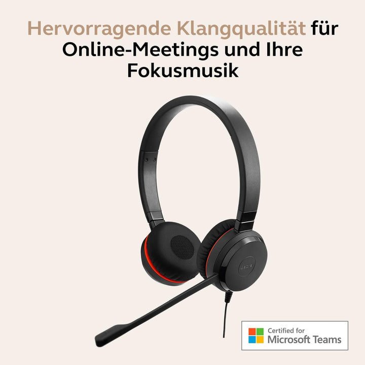 Jabra Evolve 30 II, Microsoft Teams zertifiziertes Stereo-Headset mit Anrufsteuerung, Mikrofon mit G