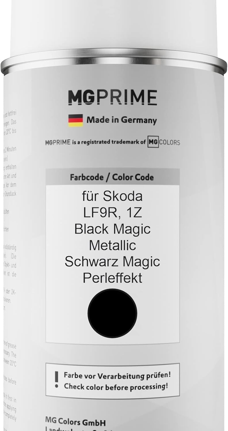 MG PRIME Autolack 2K Spraydosen Set für Skoda LF9R / 1Z Black Magic Metallic/Schwarz Magic Perleffek