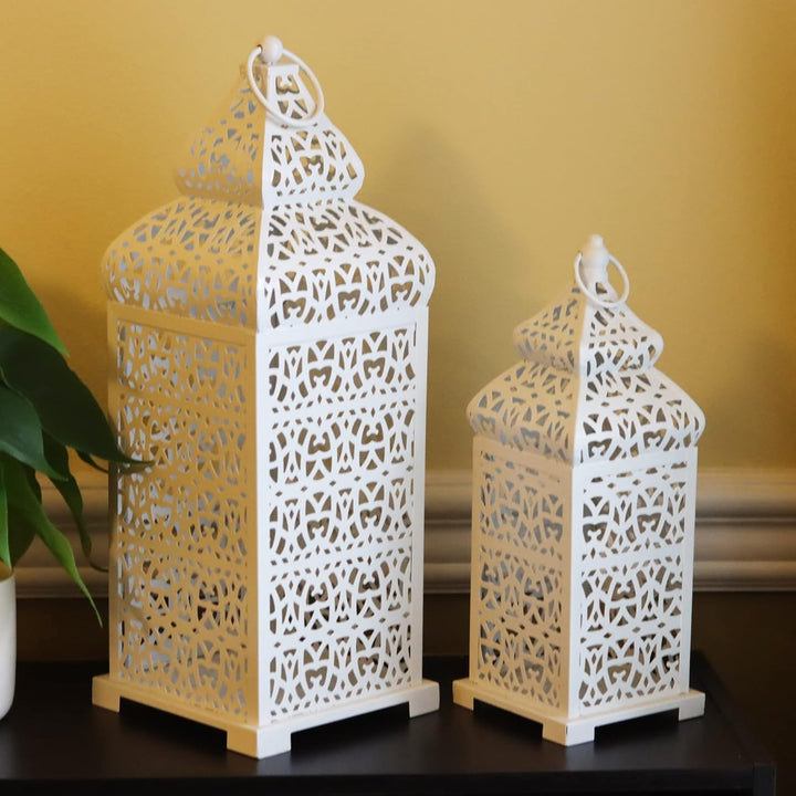 Vela Lanterns Temple Marokkanischer Stil Kerzenlaternen, weiss, 2 Stück Set of 2 Weiss, Set of 2 Wei