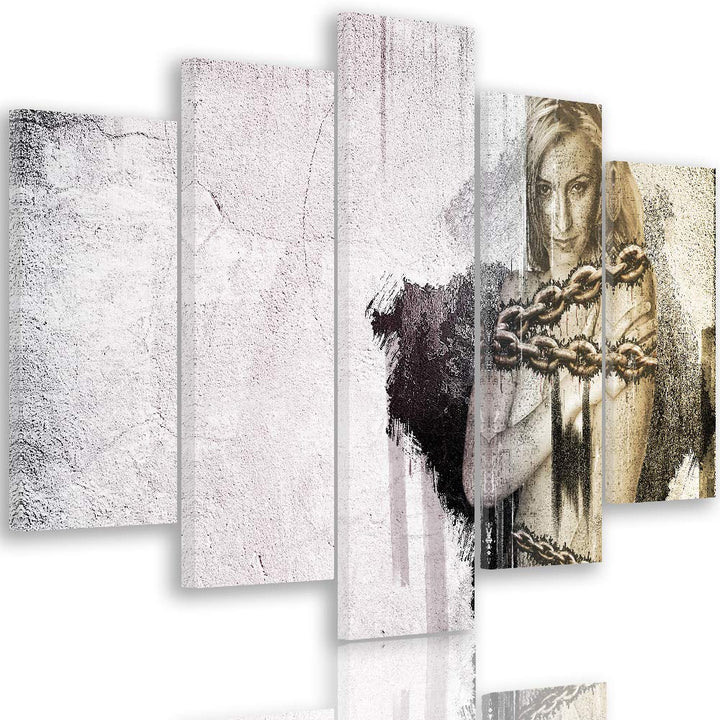 Feeby Bild auf Leinwand Abstraktion 5 Teilig Modern Frau Nacktheit grau 200x100 cm M_11474 200L x 10