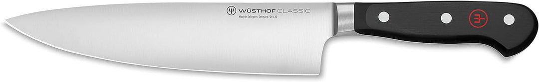 WÜSTHOF Classic Kochmesser 20 cm, Schwarz,silber 20 cm Kochmesser Halbkropf, 20 cm Kochmesser Halbkr