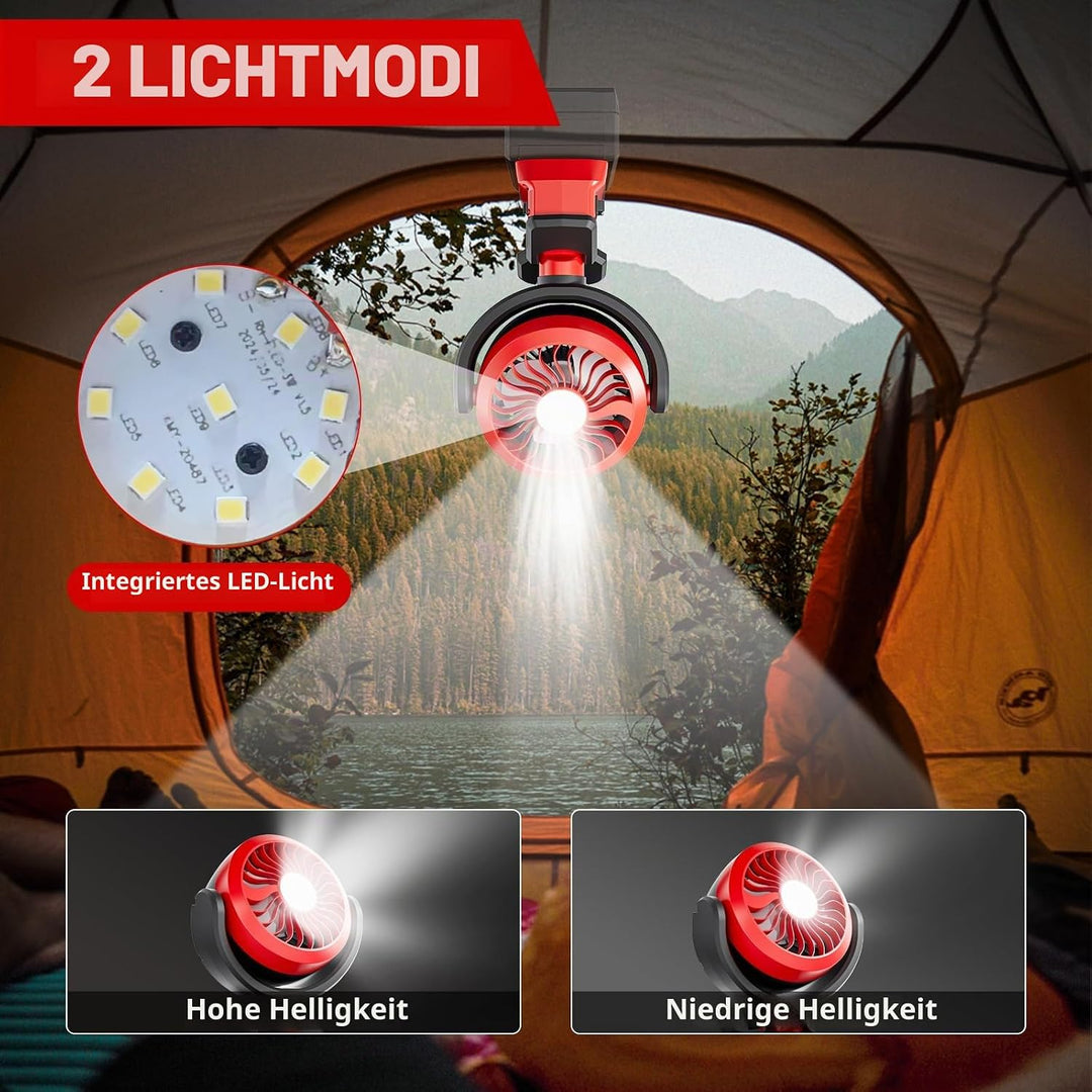 Tragbarer Akku-Clip-Ventilator kompatibel mit Milwaukee M18 18V (ohne Batterie) mit LED Leuchten für