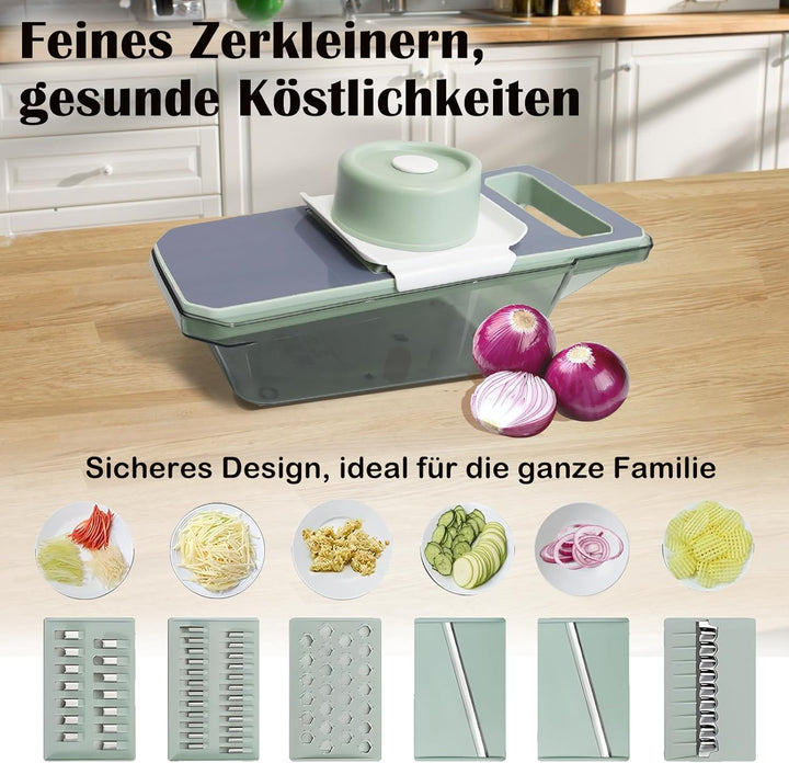 Lintriguingly Gurkenhobel,Grün 6-tlg - Gemüsehobel, Gemüsereibe，Hobel gemüse，Gemüsereibe， Zwiebelsch