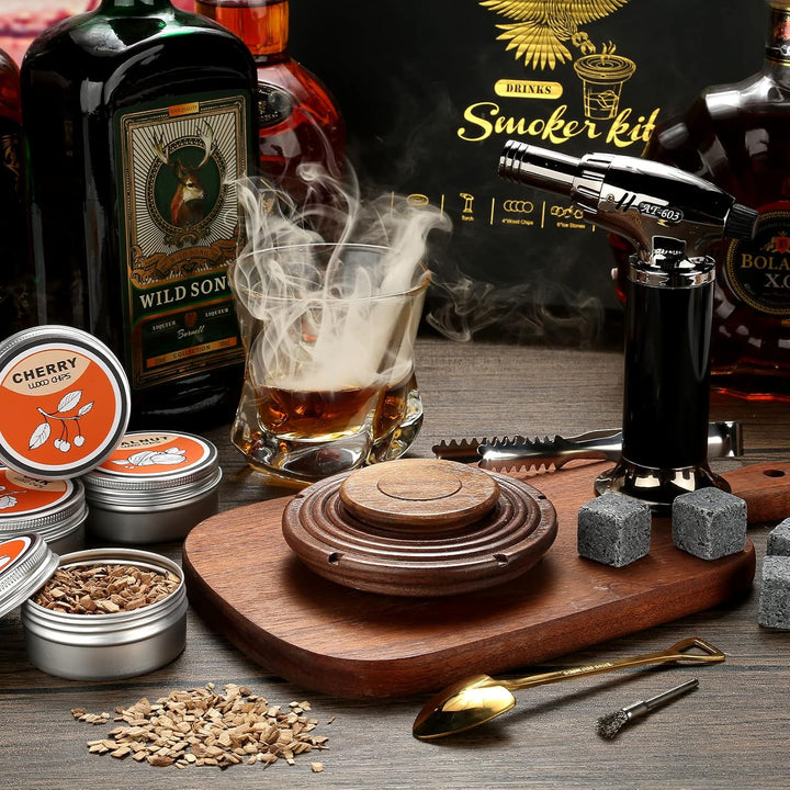 Cocktail Smoker Kit, Cocktail-Räucherset mit 4 Holzchips, Vatertagsgeschenk, Old Fashioned Whiskey S