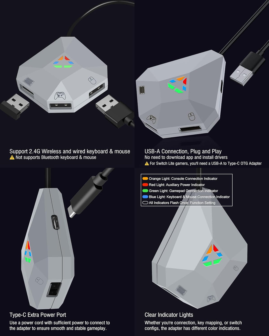 Joso Tastatur- und Mausadapter für Nintendo Switch (1. Generation & OLED), Tastatur-Konverter für Xb