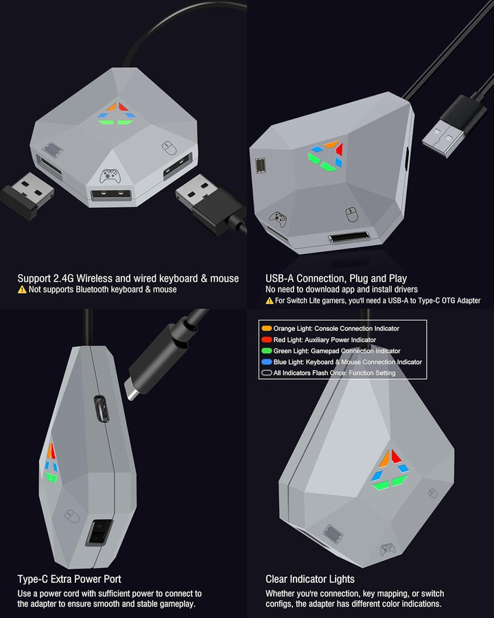 Joso Tastatur- und Mausadapter für Nintendo Switch (1. Generation & OLED), Tastatur-Konverter für Xb