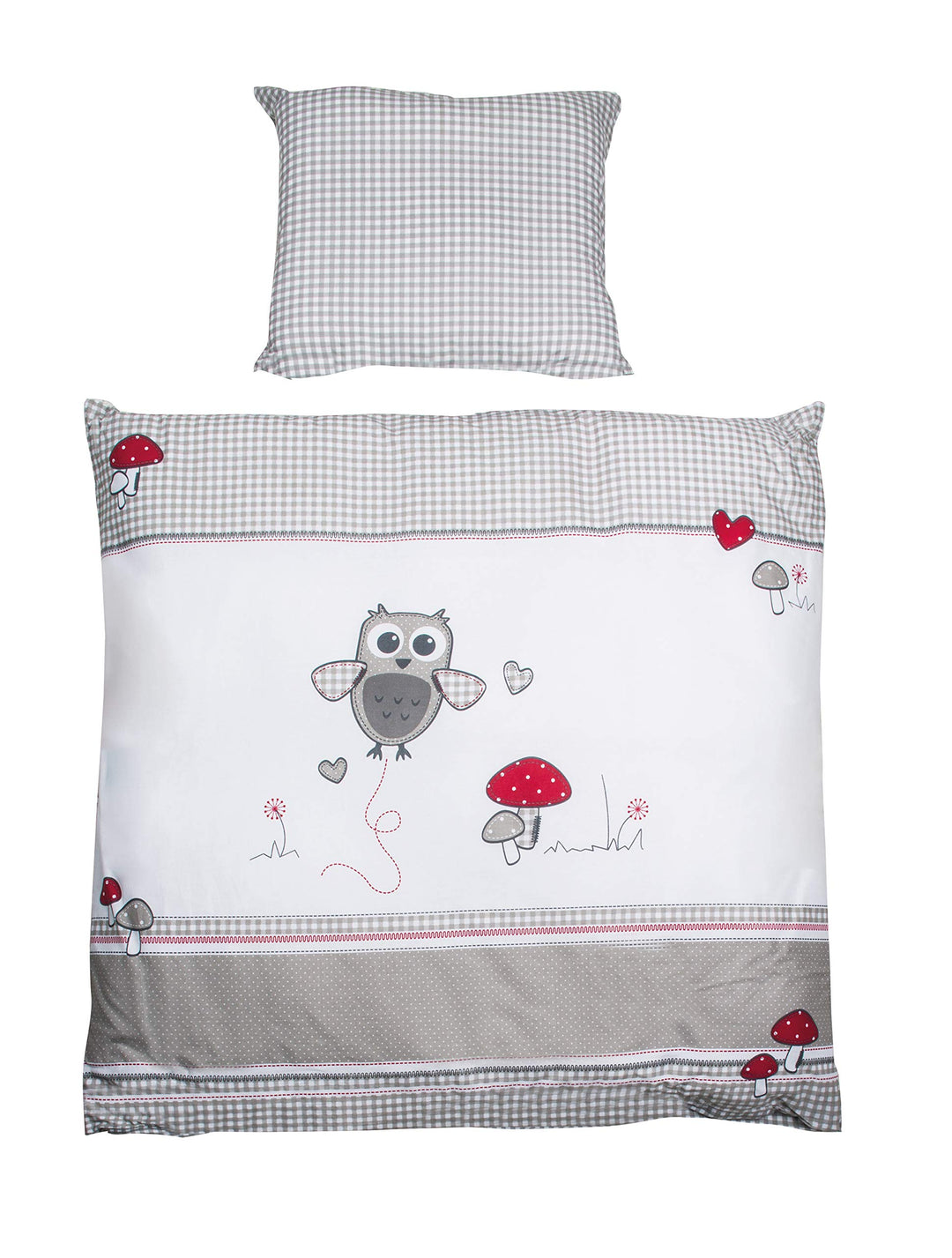 roba Babybettwäsche 80 x 80 cm - Adam & Eule - Bettwäsche Set 2 teilig für Babys - Decken & Kissenbe