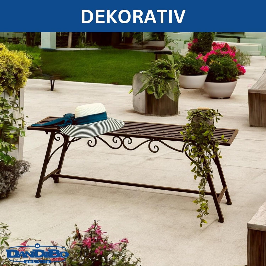 San Marco Gartenbank Wetterfest Metall - 120 cm Sitzbank mit Ornamenten Cucciu XL - Robuste Eisenban