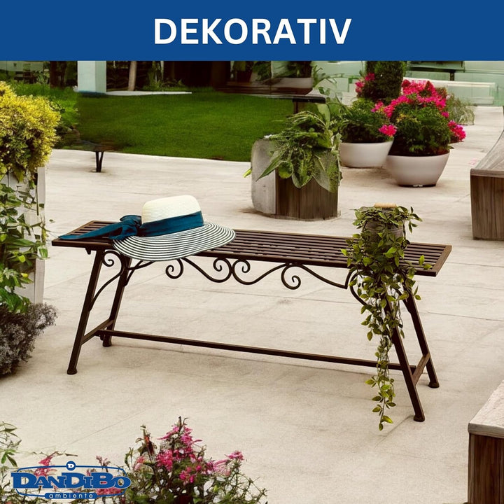 San Marco Gartenbank Wetterfest Metall - 120 cm Sitzbank mit Ornamenten Cucciu XL - Robuste Eisenban