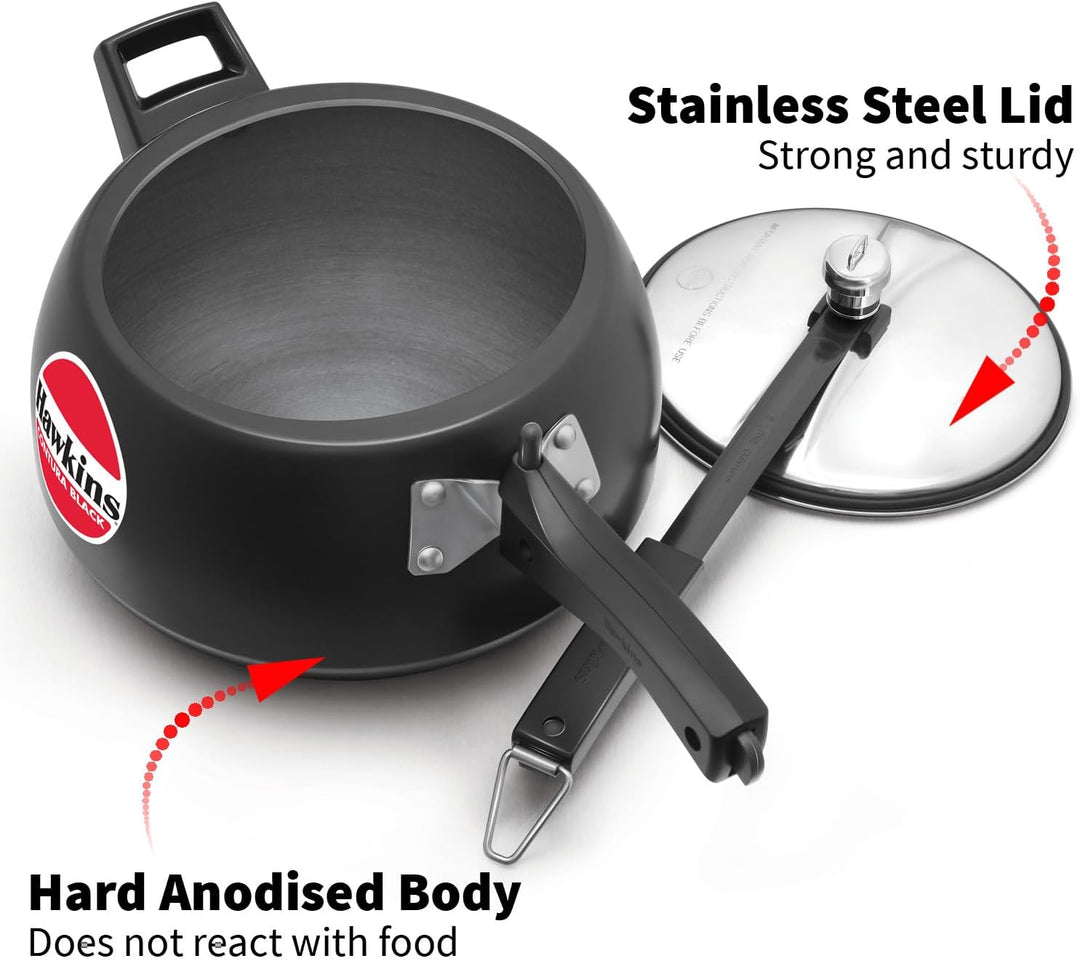 HAWKINS CB65 Schnellkochtopf, Harteloxiertes Aluminium, 6.5 liters, Contura Schwarz 6.5-Liter, 6.5-L