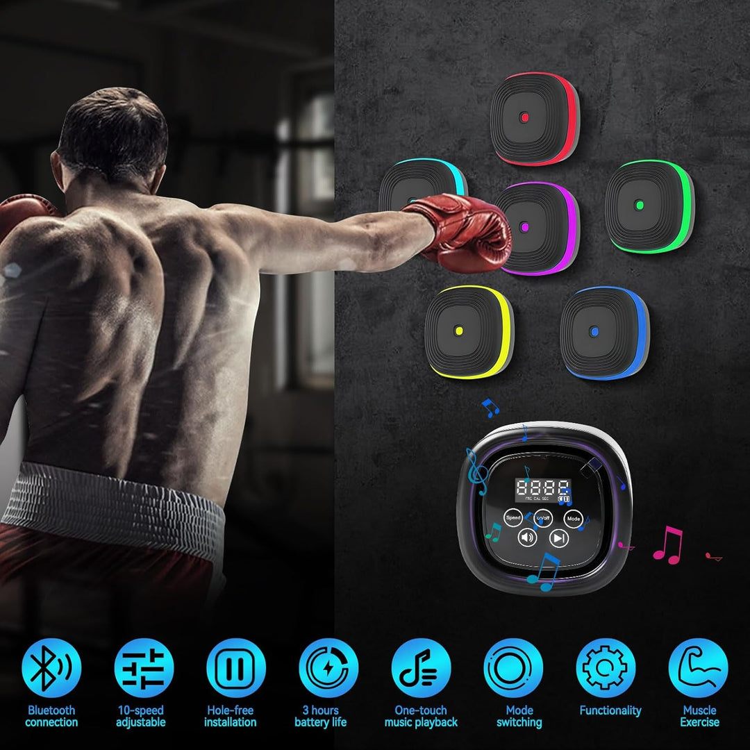 Split-Musik-Boxmaschine, 6 Ziele Smart Reaktionstraining Licht Boxen Musik Fitnessgerät mit 10 Modi