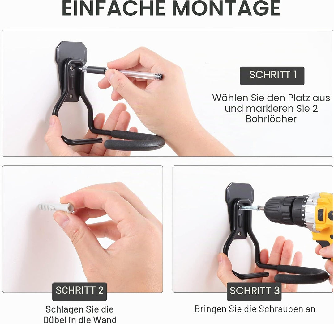 Sioner 4er-Pack Vertikale Fahrradhaken，Fahrradhalter,Heavy Duty Hooks Wandhalterung Fahrradhalter,Fa