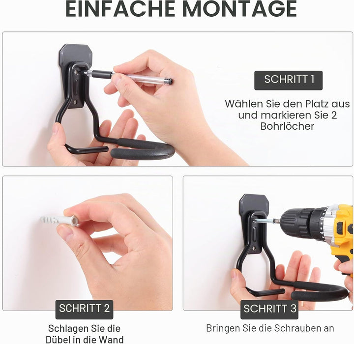 Sioner 4er-Pack Vertikale Fahrradhaken，Fahrradhalter,Heavy Duty Hooks Wandhalterung Fahrradhalter,Fa