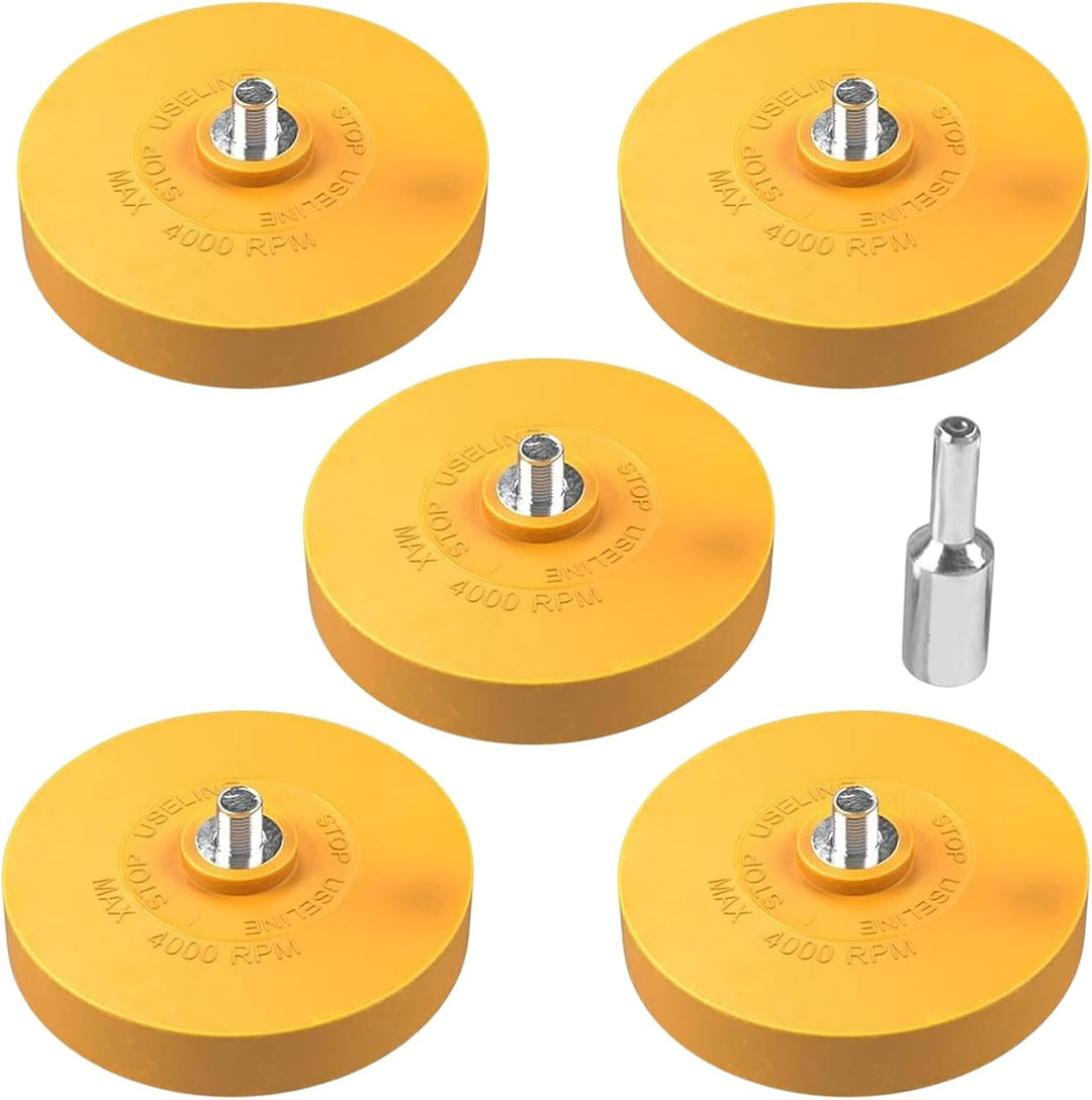 5 x Folienradierer Set mit 1x Adapter zum Professionellen Entfernen von Folien und Kleberesten am Fa