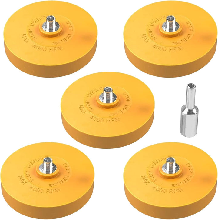 5 x Folienradierer Set mit 1x Adapter zum Professionellen Entfernen von Folien und Kleberesten am Fa
