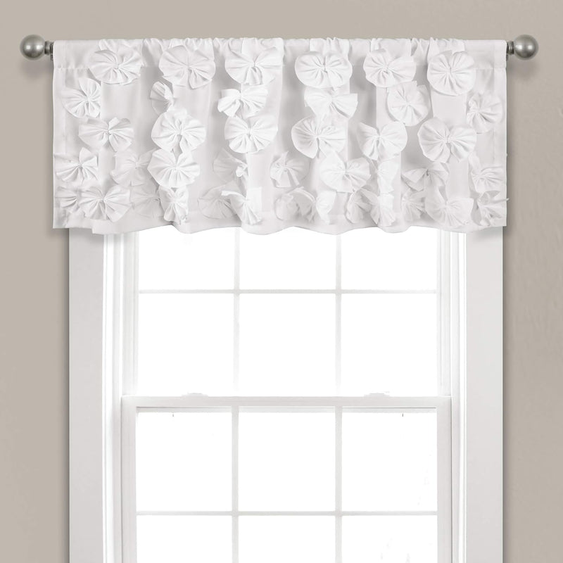 Lush Decor Riley Fenstervorhang, 1 Stück, Polyester, Weiss/opulenter Garten, Valance Weiss/Opulenter