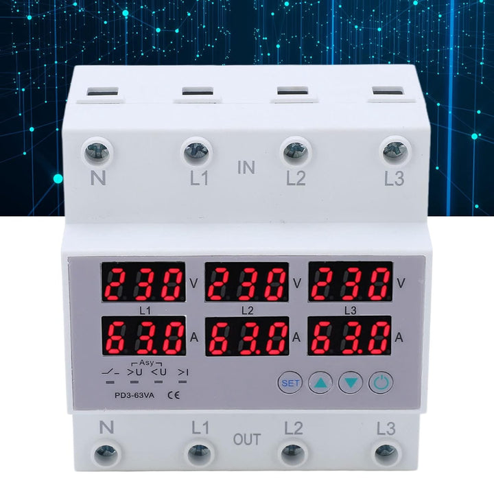 AC 390-500 V 3-Phasen-DIN-Schienen-Voltmeter Amperemeter Automatischer Überspannungs-Überstromschutz