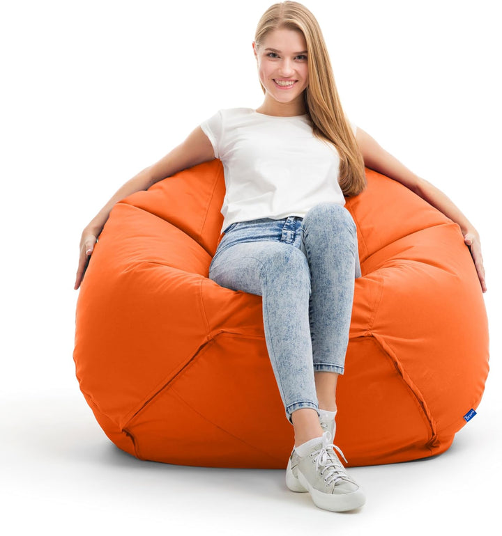 Bruni Sitzsack Classico L in Orange – XL Sitzsack mit Innensack zum Lesen, Abnehmbarer Bezug, lebens