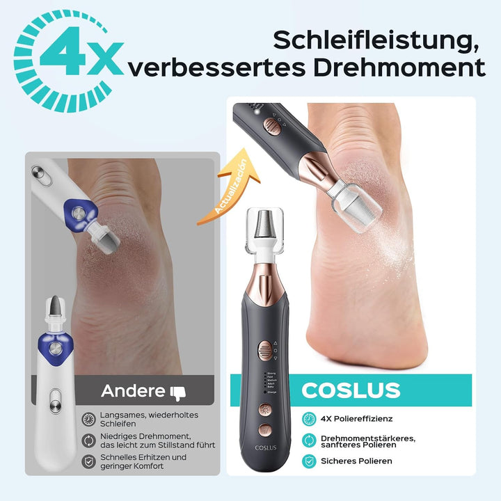 COSLUS Elektrische Nagelfeile Tragbar Kabellos: 5-in-1 Professionelle Maniküre Pediküre set mit LED